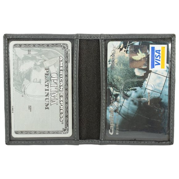 Genuine Leather Credit Crad Case Men Slim Wallet Gray Mini Bifold ID Gift - Picture 2 of 14